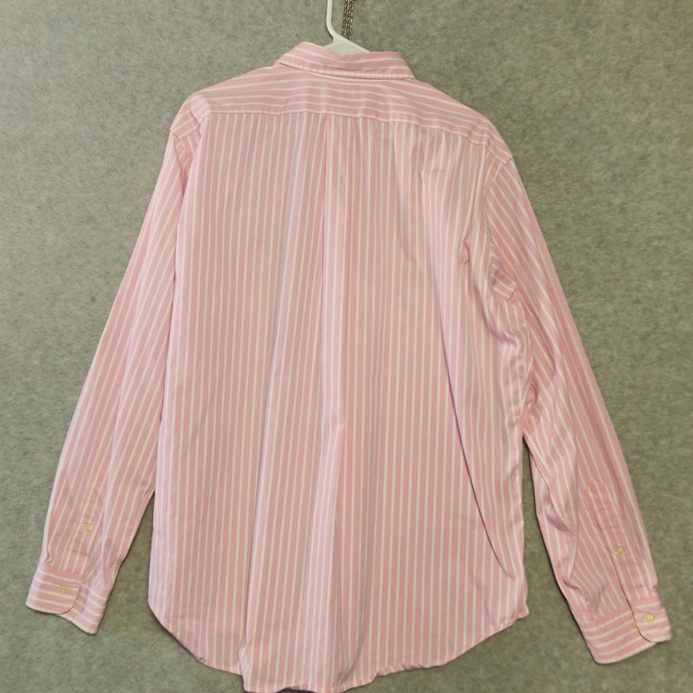 Ralph Lauren Button Down Shirt Men 17 XL Pink White Striped Classic Fit Cotton - Picture 2 of 6